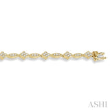 1 1/10 ctw Marquise and Floral Link Diamond Bracelet in 10K Yellow Gold
