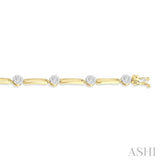 1 1/5 Ctw Lovebright Round Cut Diamond Paper Clip Link Bracelet in 14K Yellow and White Gold