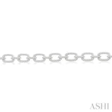 1 1/2 Ctw Round Cut Diamond Encrusted Link Chain Bracelet in 14K White Gold