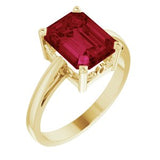 14K Yellow Lab-Grown Ruby Scroll Setting® Ring