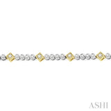 1 1/2 Ctw Round & Diamond Mount Round Cut Diamond Bracelet in 14K White and Yellow Gold