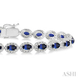 Oval Shape Gemstone & Halo Diamond Bracelet