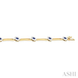 1 1/5 ctw Lovebright 3.00MM Sapphire and Round Cut Diamond Paper Clip Bracelet in 14K Yellow and White Gold