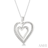 1/50 Ctw Twin Heart Round Cut Diamond Pendant With Chain in Sterling Silver