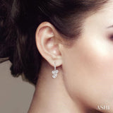 Silver Twice Heart Shape Diamond Fashion Earrings