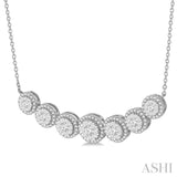 1 1/5 ctw Circular Mount Lovebright Round Cut Diamond Necklace in 14K White Gold