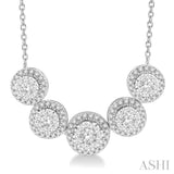 5 Stone Halo Lovebright Diamond Necklace