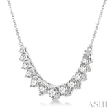 1 Ctw Graduated Diamond Smile Necklace in 14K White Gold
