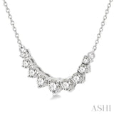 1/2 Ctw Graduated Diamond Smile Necklace in 14K White Gold