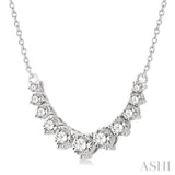 3/4 Ctw Graduated Diamond Smile Necklace in 14K White Gold