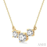3/4 Ctw Three Stone Round Cut Diamond Necklace in 14K Yellow Gold