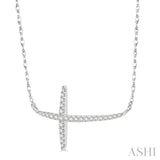 1/6 Ctw Cross Round Cut Diamond Necklace in 10K White Gold