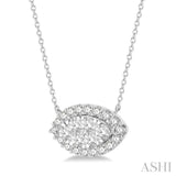 1 ctw Marquise Shape Round Cut Diamond Lovebright Necklace in 14K White Gold