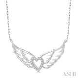 1/8 Ctw Angel Wings Heart Round Cut Diamond Necklace in 10K White Gold