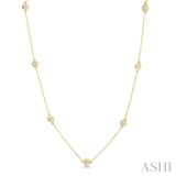 1/10 Ctw Round Cut Diamond Station Necklace in 10K Yellow Gold