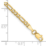 14K 7 inch 3mm Flat Figaro with Lobster Clasp Bracelet